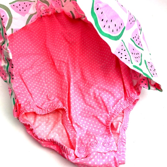 Baby Dress Girls Size 9m Watermelon Snap Buttons Pink Children Kids Summer - Picture 4 of 8